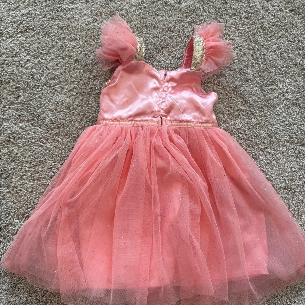 Popatu Toddler 2T Sequin Tulle Party Dress – Pink & Gold Sparkle Dress Fancy